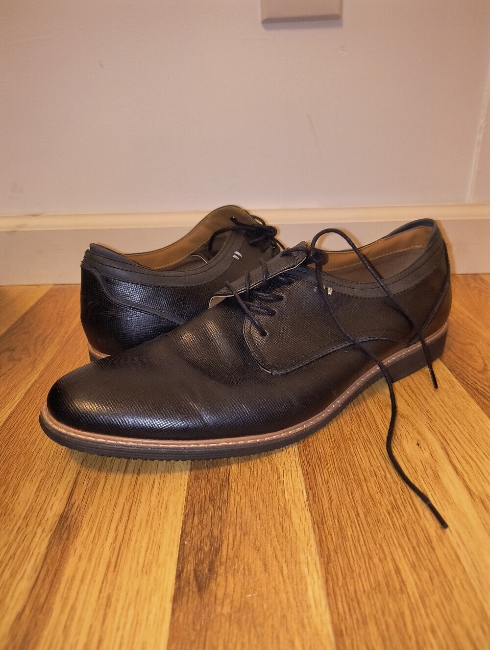 Aldo Black Lace-Up Leather Derby Shoes